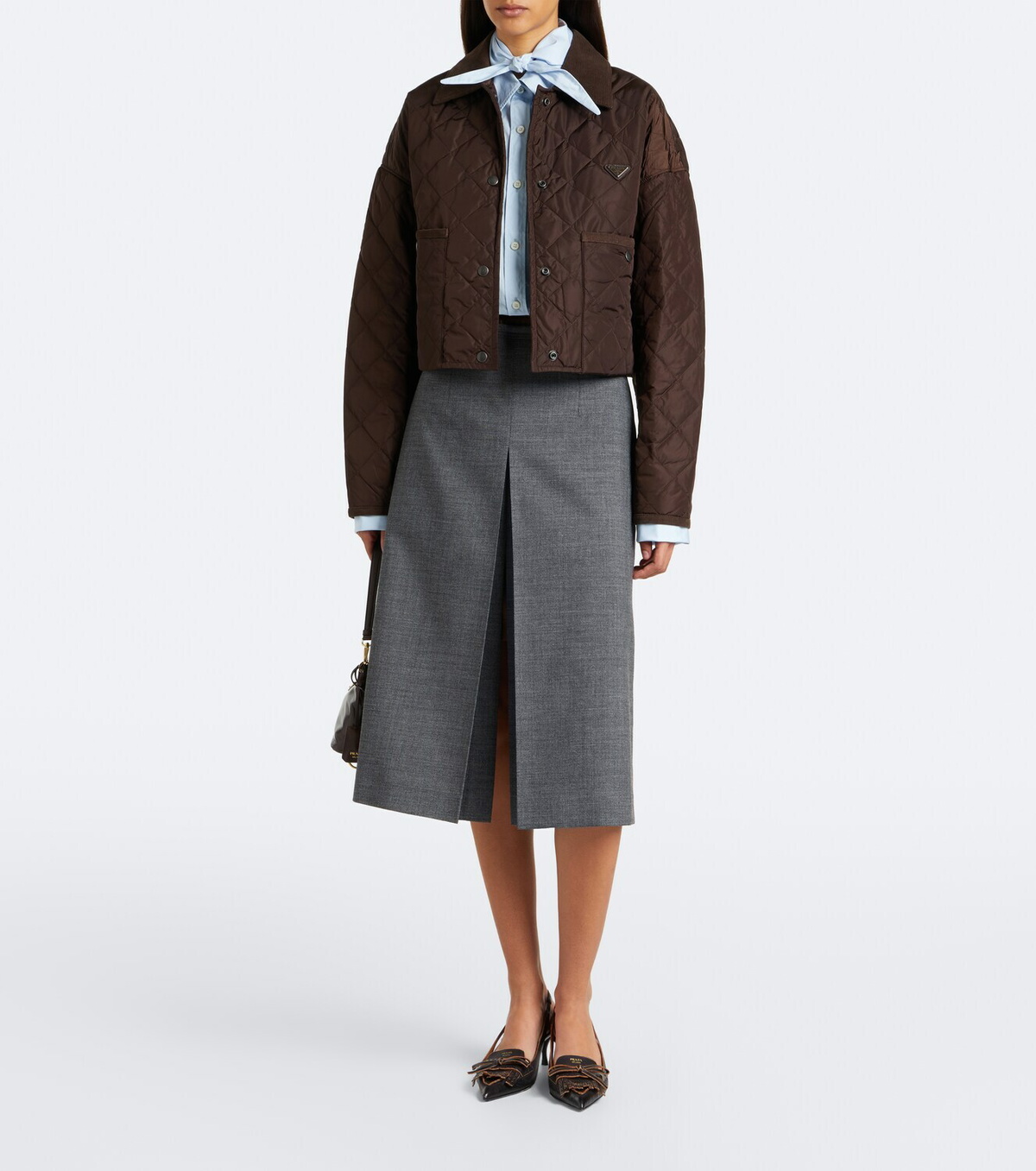 Prada Re-Nylon corduroy-trimmed cropped jacket