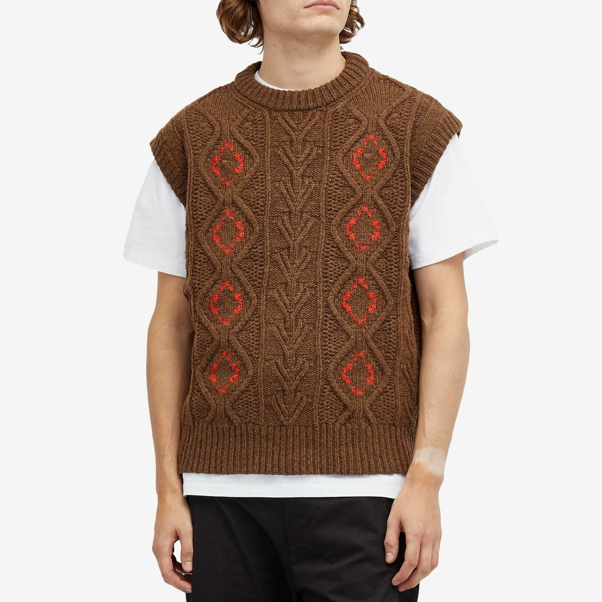 A Kind of Guise Men's Viscas Knit Vest in Cacao Tabasco