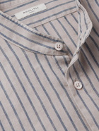 Boglioli - Grandad-Collar Striped Linen and Cotton-Blend Shirt - Neutrals