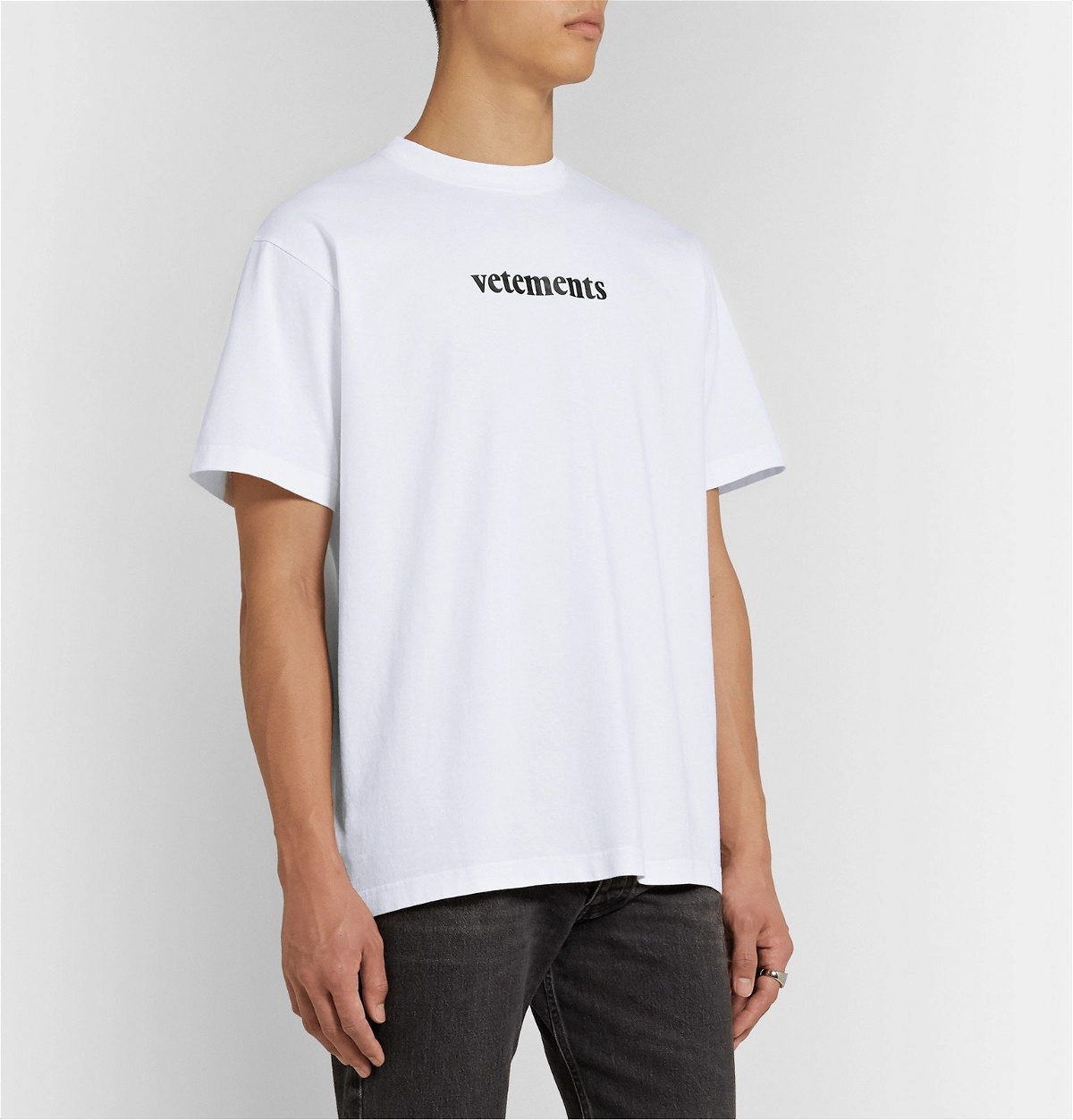 Vetements - Appliquéd Logo-Print Cotton-Jersey T-Shirt - White Vetements