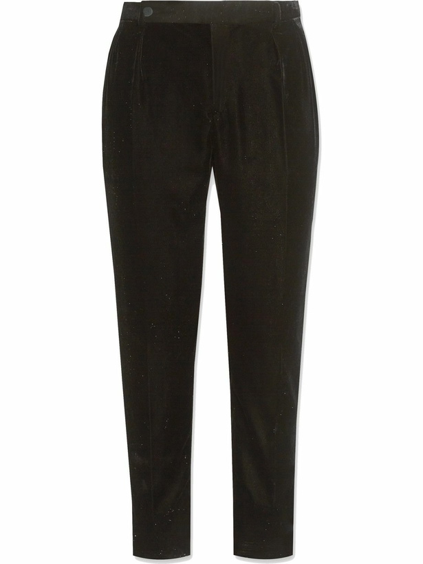 Photo: SAINT LAURENT - Straight-Leg Cotton-Velvet Trousers - Black