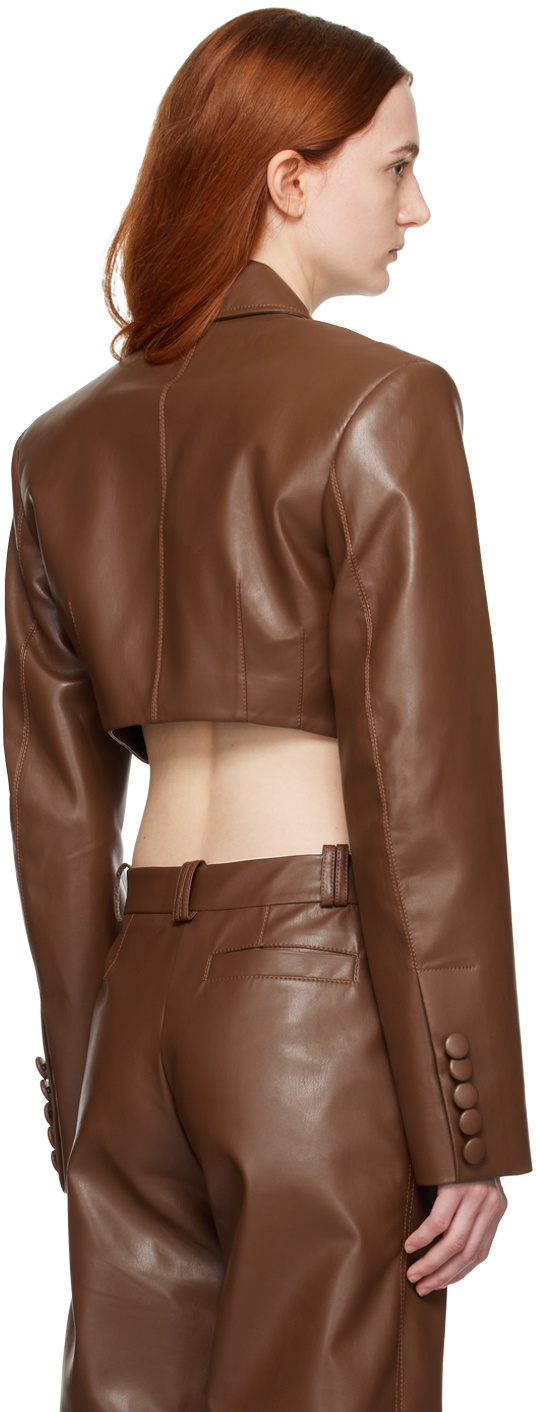 Aleksandre Akhalkatsishvili SSENSE Exclusive Brown Faux-Leather Jacket