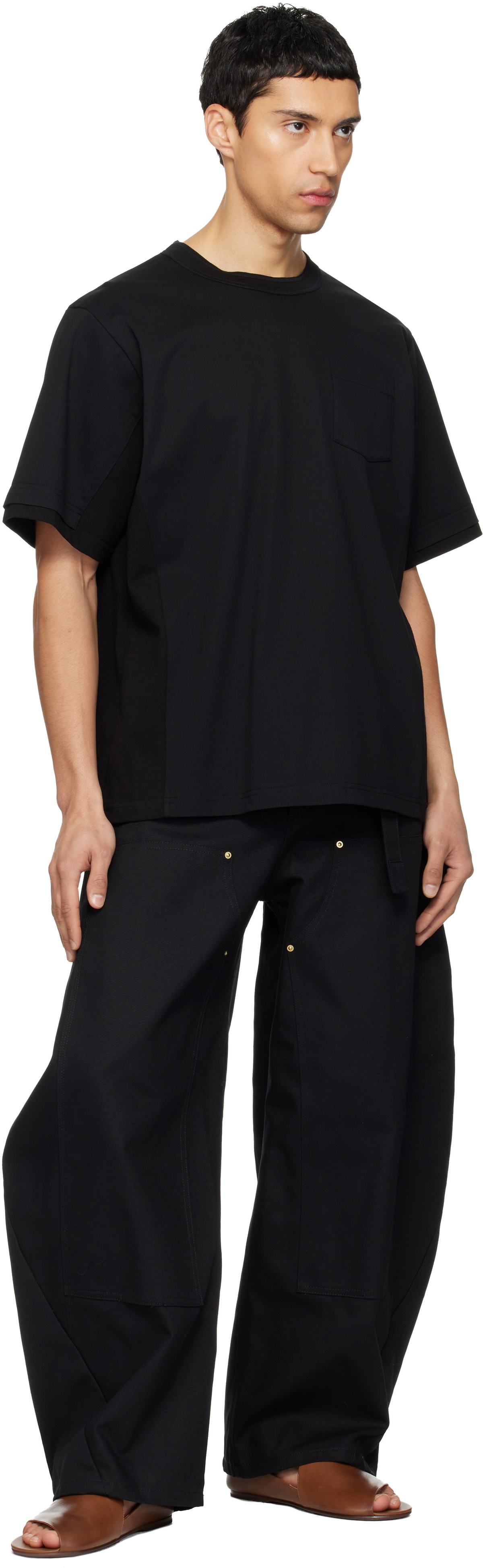 sacai Black Cotton Jersey T-shirt