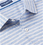 Peter Millar - Solstice Striped Cotton and Linen-Blend Jersey Polo Shirt - Blue