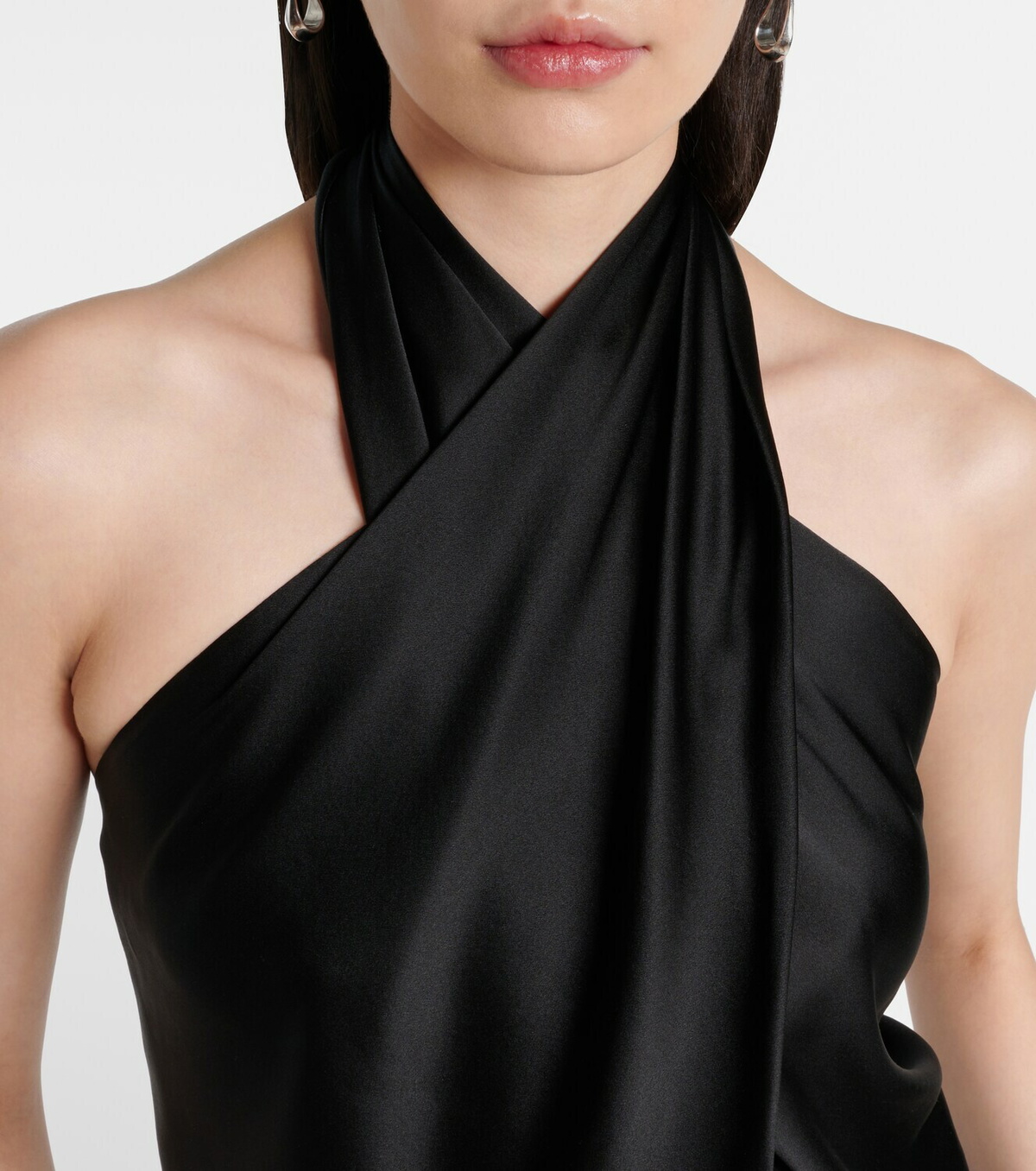 The Sei Draped halterneck silk charmeuse top