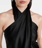 The Sei Draped halterneck silk charmeuse top