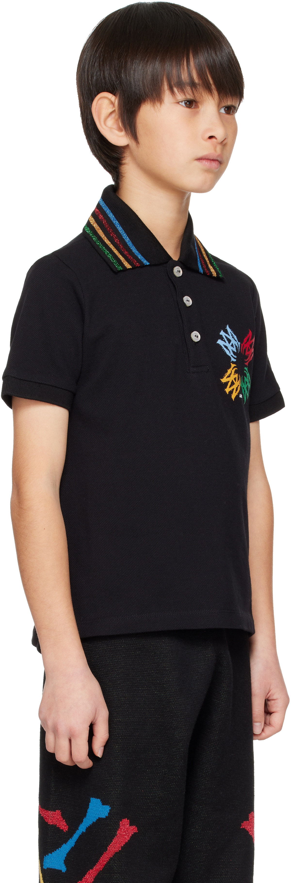 AMIRI Kids Black MA Quad Scribble Polo