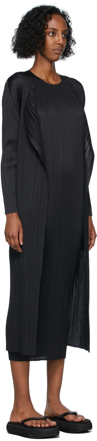 Pleats Please Issey Miyake Black Basics Long Coat Pleats Please