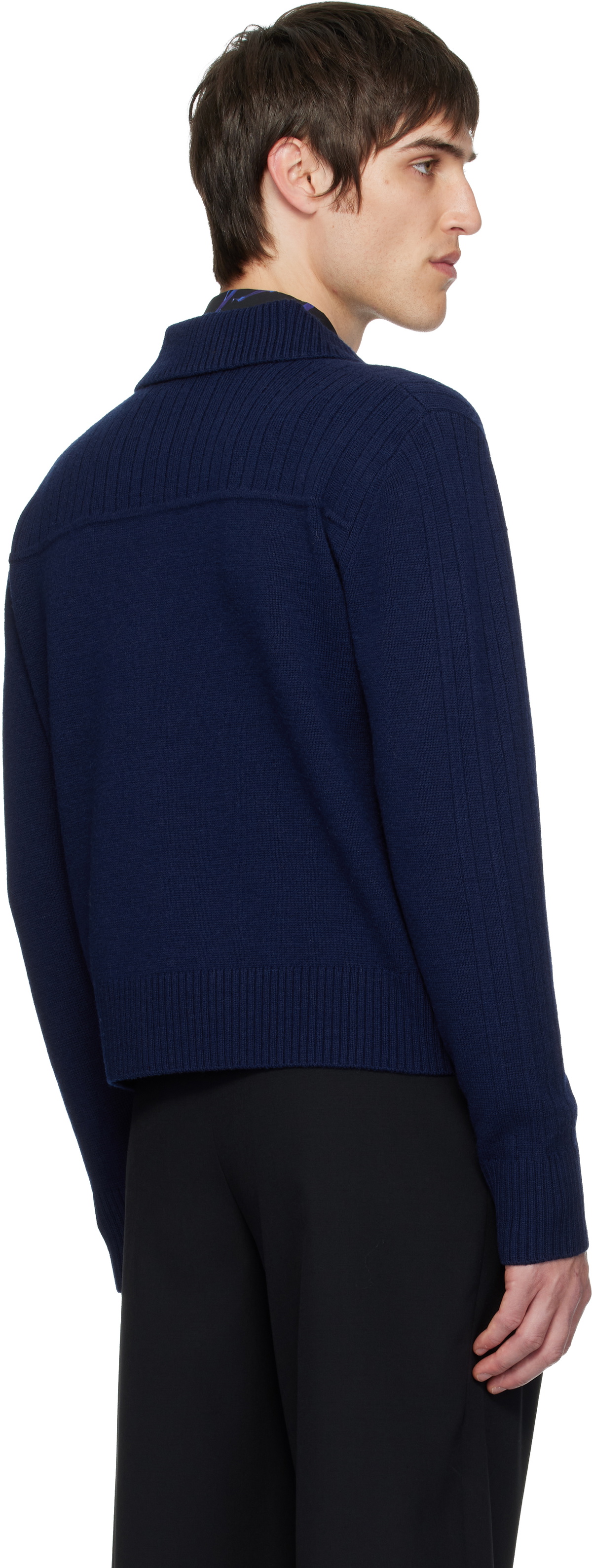 Dries Van Noten Navy Wool Cardigan