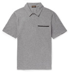 Berluti - Leather-Trimmed Cotton, Wool and Cashmere-Blend Piqué Polo Shirt - Men - Gray