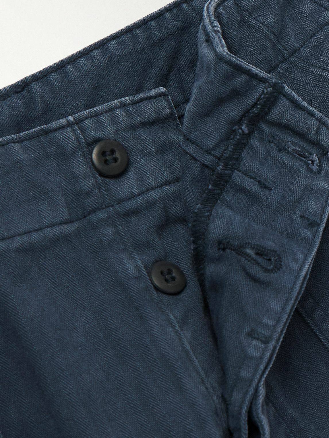 OrSlow - Straight-Leg Herringbone Cotton Trousers - Blue