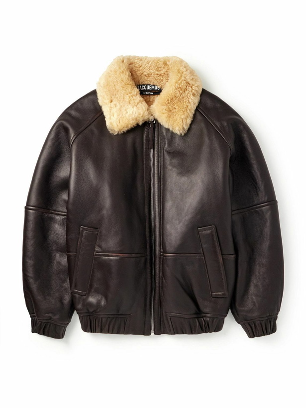 Photo: Jacquemus - Le Bombardier Oversized Shearling Bomber Jacket - Brown