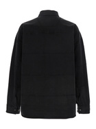 Juun.J Black Shirt With Classic Collar And Tonal Logo Lettering Embroidery On The Front In Denim Man