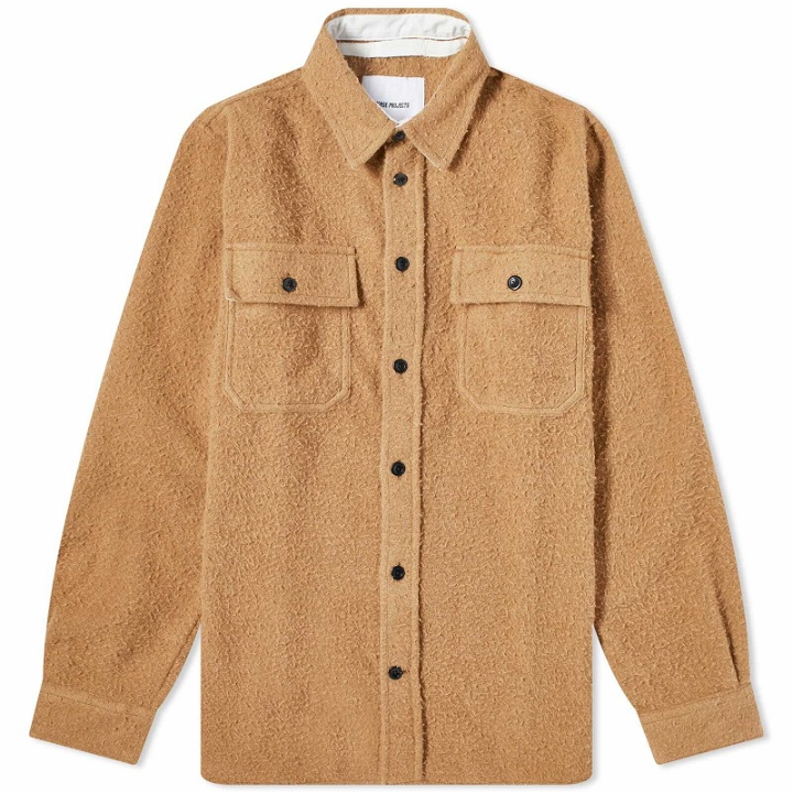 Photo: Norse Projects Men's Silas Textured Cotton Wool Overshirt in Camel