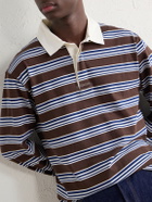 Corridor - Striped Cotton-Jersey Polo Shirt - Brown