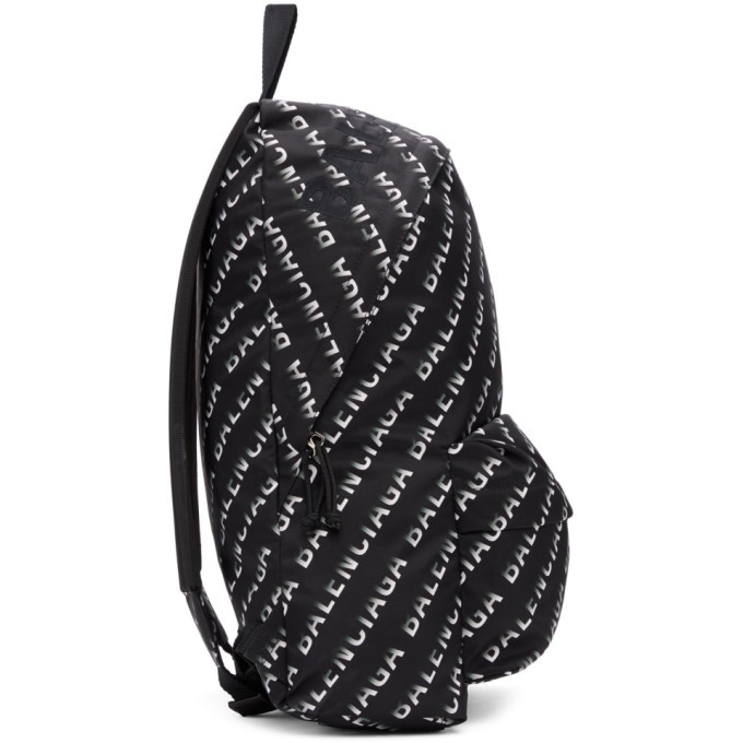 Balenciaga Black and White Gradient Logo Wheel Backpack Balenciaga