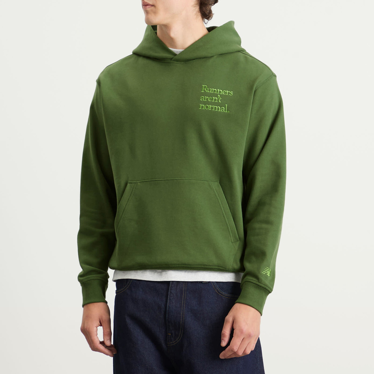 New Balance Men's Athletics Runners Arent Normal Hoodie in Dark Alpine Green