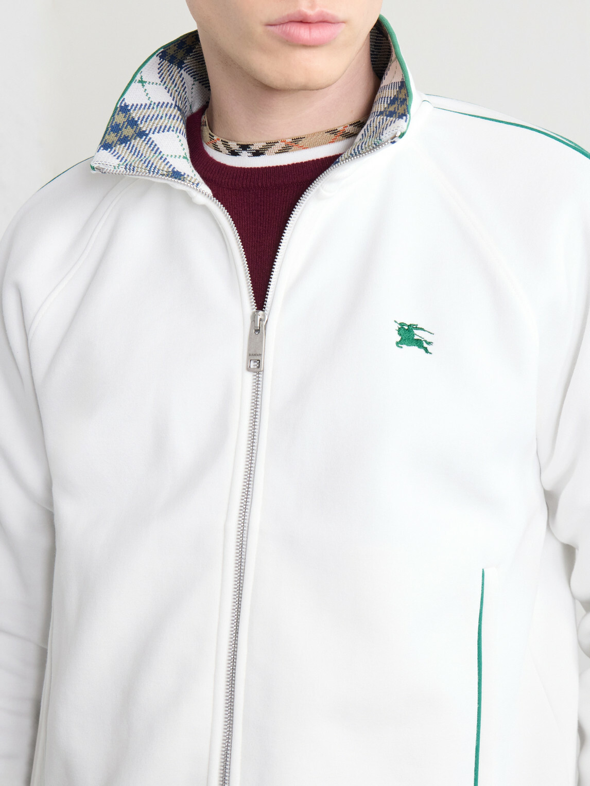 Burberry - Logo-Embroidered Jersey Zip-Up Sweatshirt - White