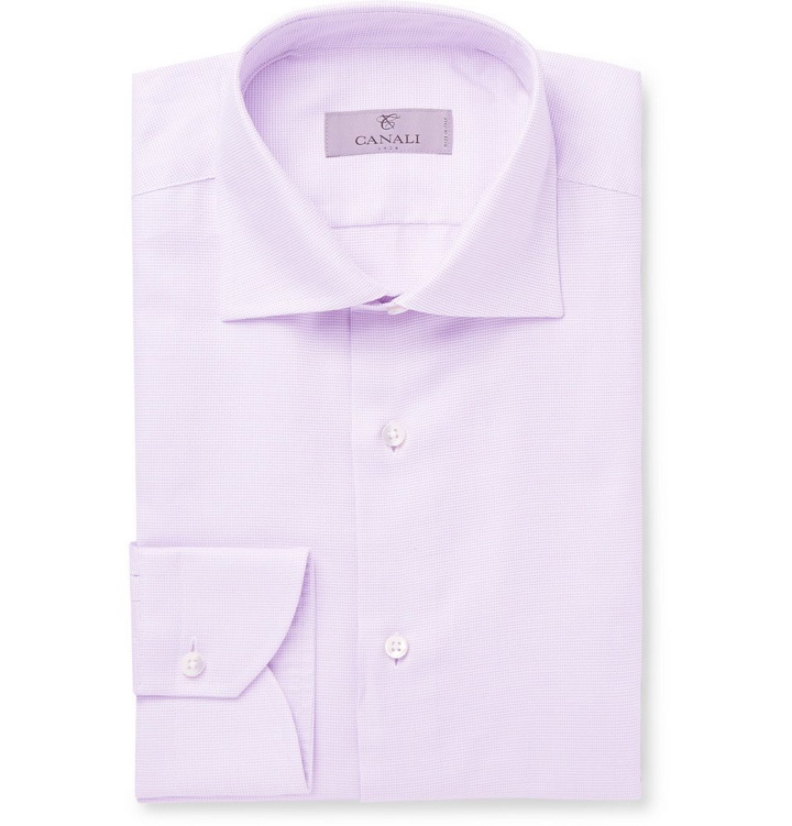 Photo: Canali - Lilac Pin-Dot Cotton-Jacquard Shirt - Men - Purple