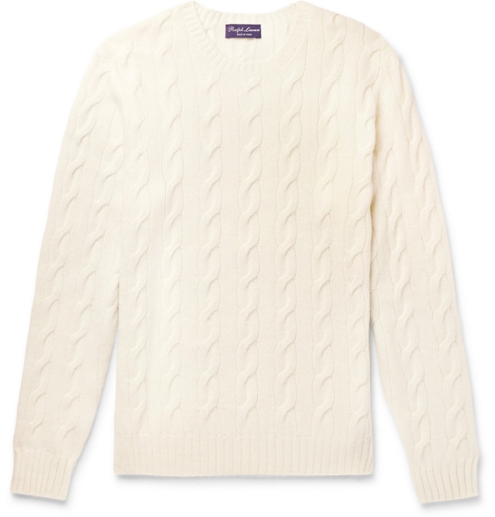 Photo: Ralph Lauren Purple Label - Cable-Knit Cashmere Sweater - Neutrals
