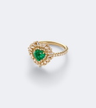 Suzanne Kalan 18kt gold ring with emerald and diamonds