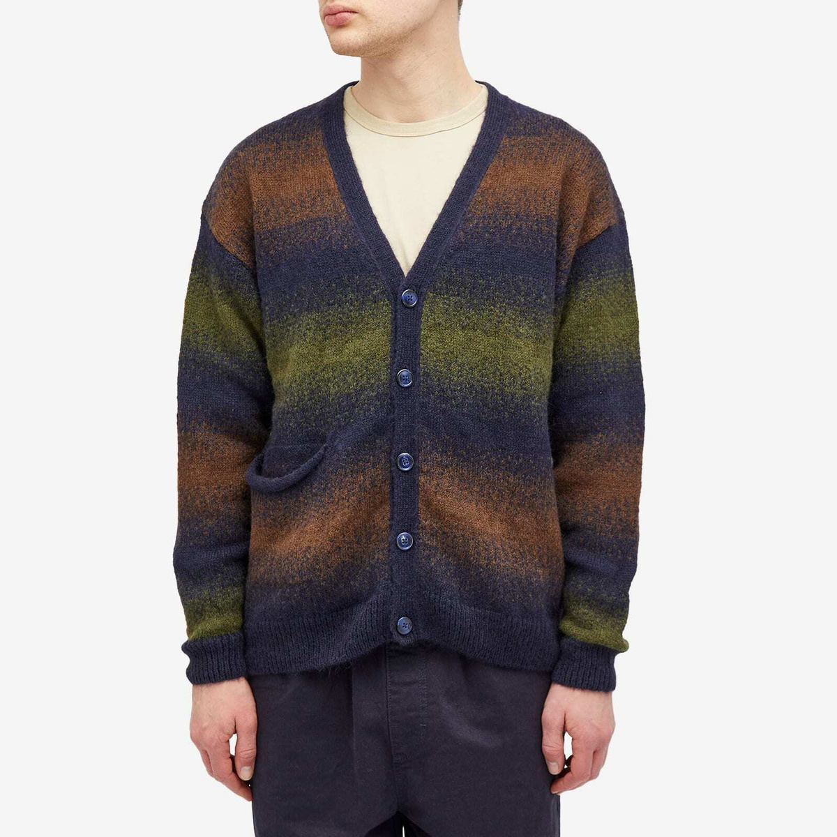 POP Trading Company Men's Striped Knitted Cardigan in