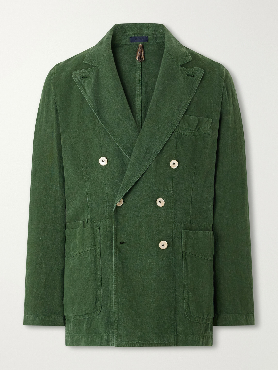 Drake's - Games Double-Breasted Linen Blazer - Green