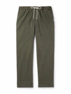 James Perse - Slim-Fit Straight-Leg Brushed Cotton-Blend Twill Drawstring Trousers - Green