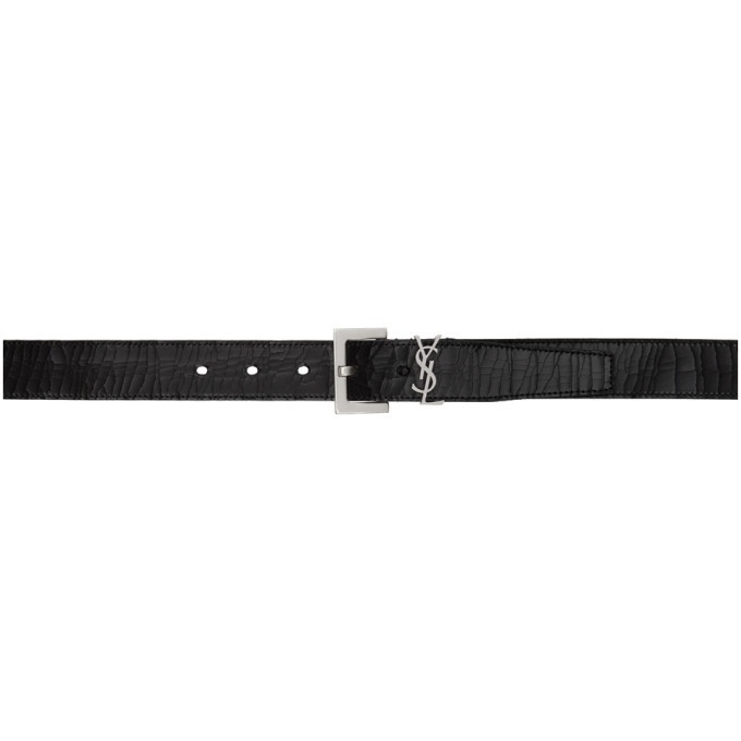 Photo: Saint Laurent Black Crinkled Leather Belt