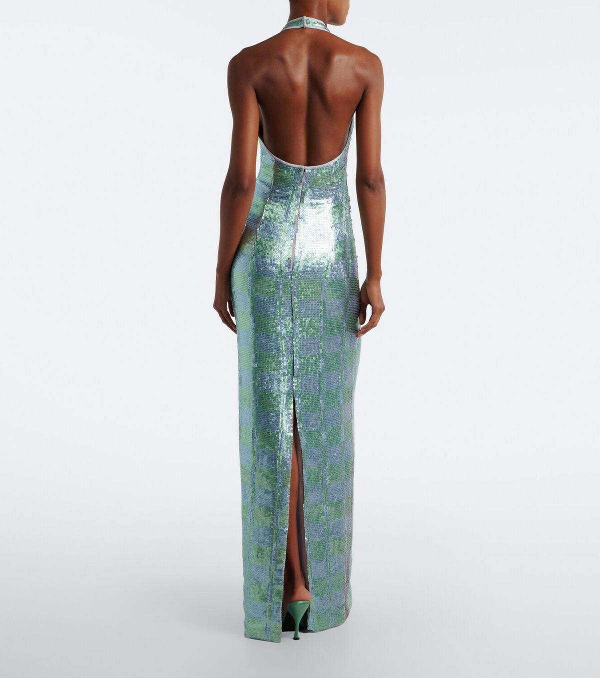Markarian Nerine gingham sequined gown