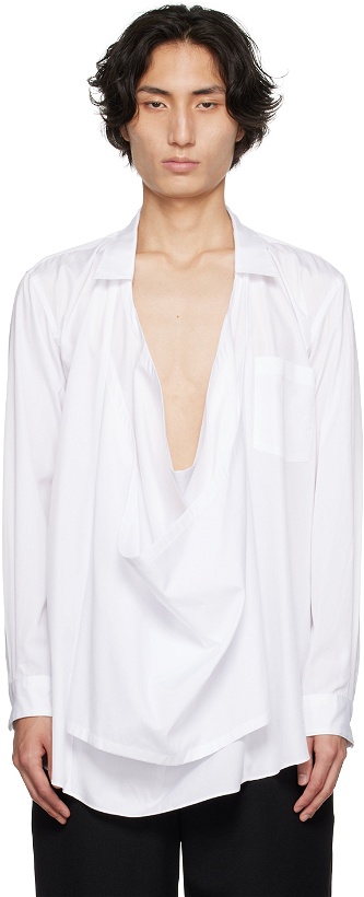 Photo: Comme des Garçons Homme Plus White Layered Shirt