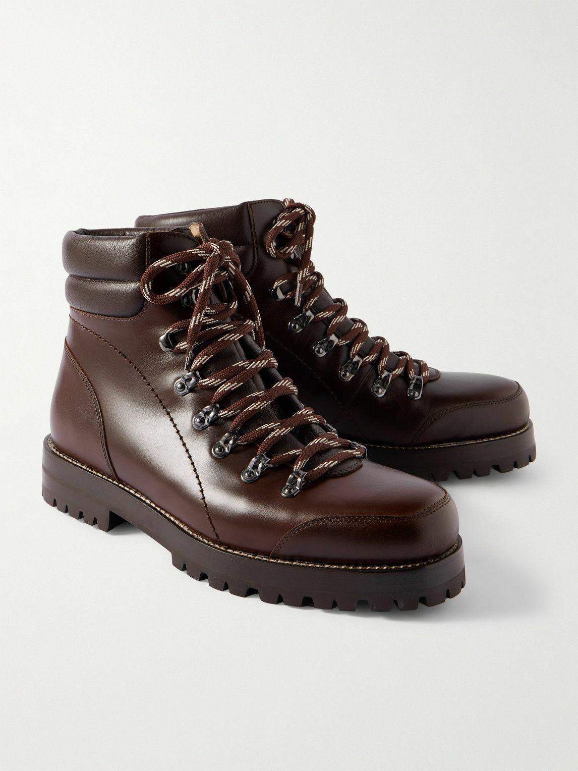 Manolo Blahnik - Janka Leather Hiking Boots - Brown