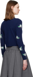 SHUSHU/TONG Navy Threadwork Knit Cardigan