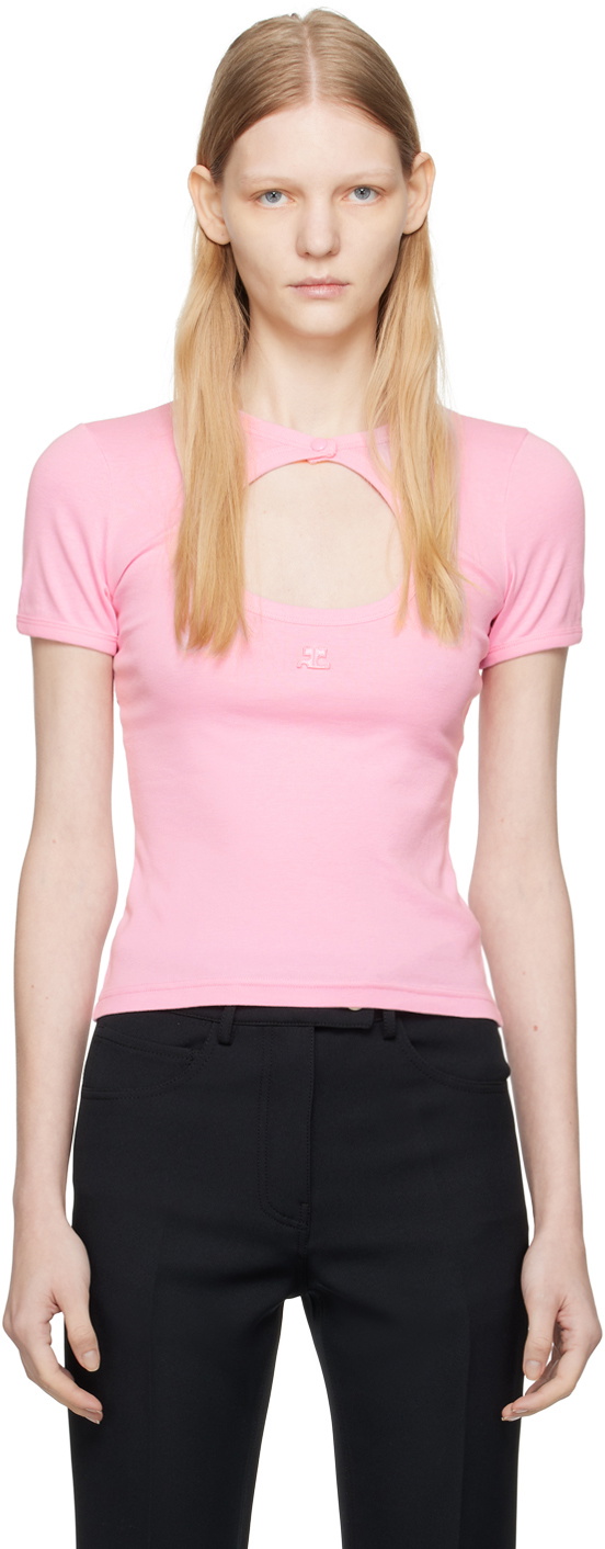 Courrèges Pink Circle Contrast T-Shirt Courreges
