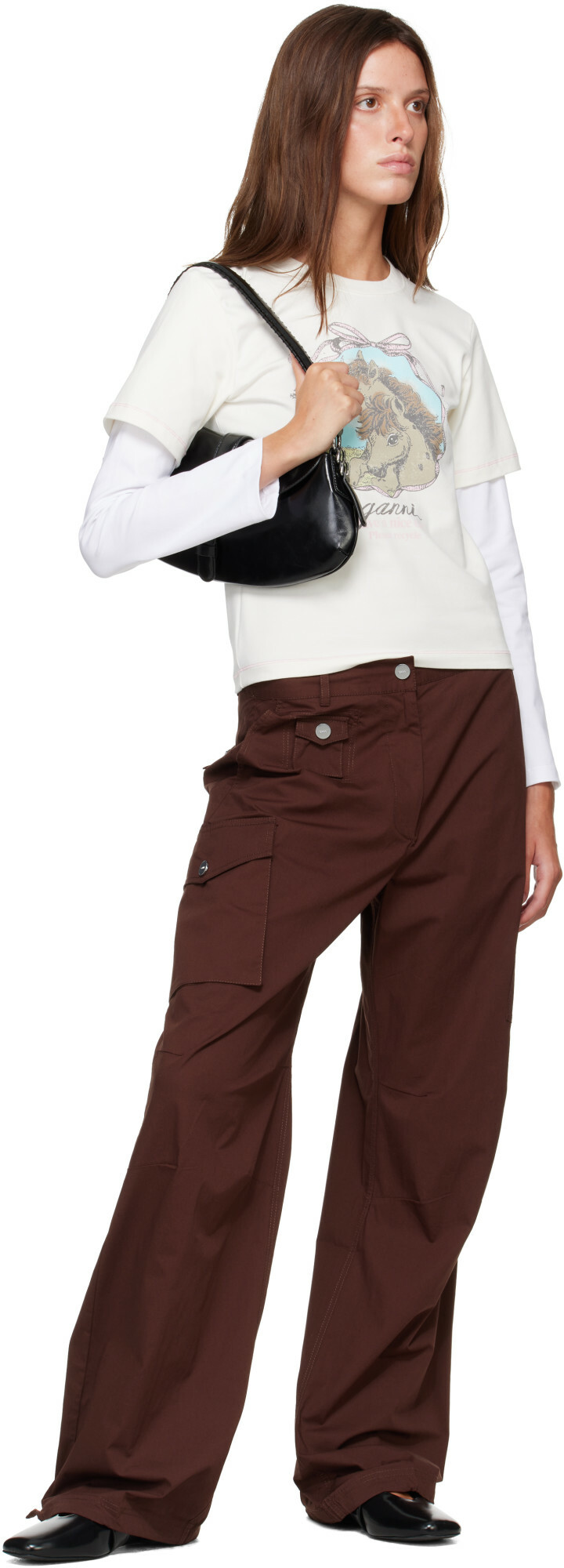 GANNI Brown Cotton Cargo Pants