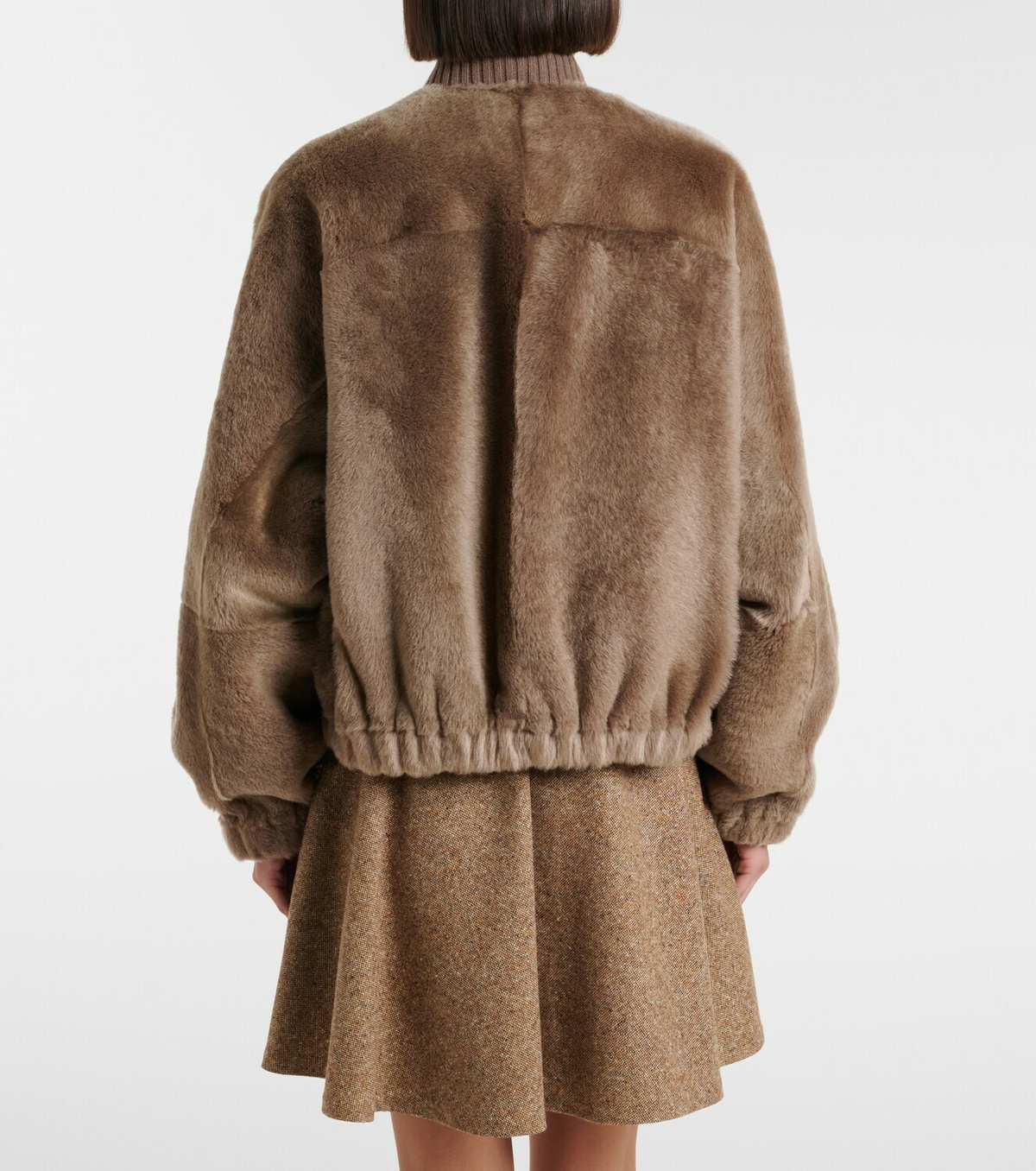 Brunello Cucinelli Cashmere-trimmed shearling bomber jacket