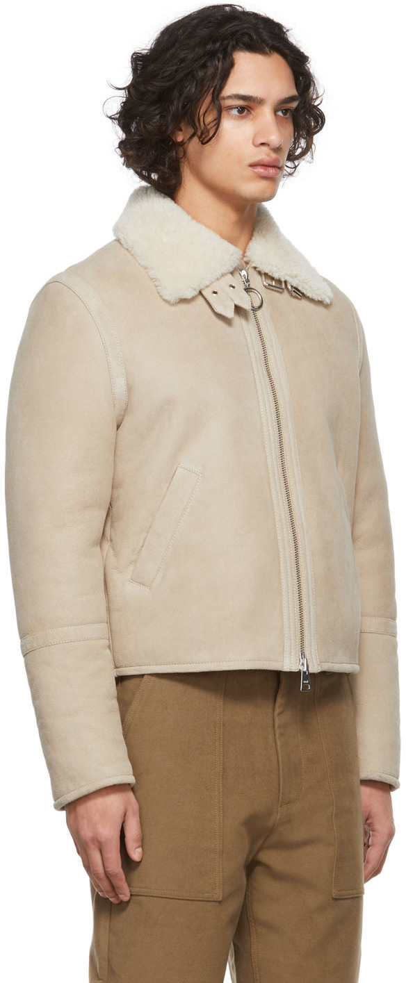 AMI Alexandre Mattiussi Beige Ami de Cœur Shearling Jacket AMI