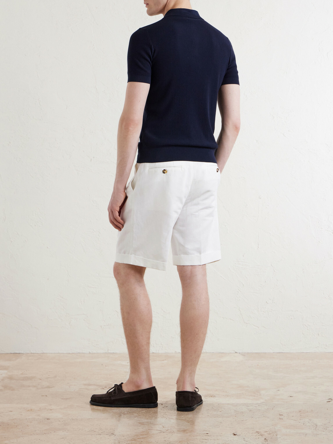 FEDELI - Rafael Ribbed Cotton Polo Shirt - Blue