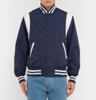 Golden Bear - Leather-Panelled Poplin Bomber Jacket - Men - Navy