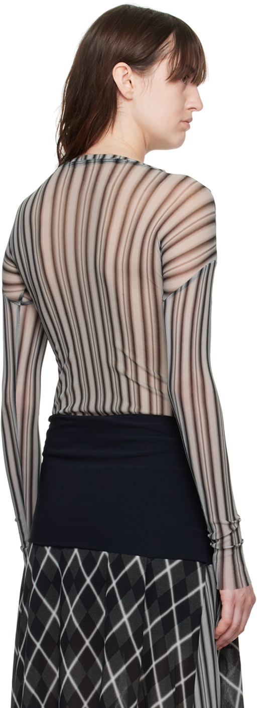 Paula Canovas Del Vas Black & Gray Twin Mesh Long Sleeve T-Shirt