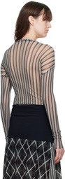 Paula Canovas Del Vas Black & Gray Twin Mesh Long Sleeve T-Shirt