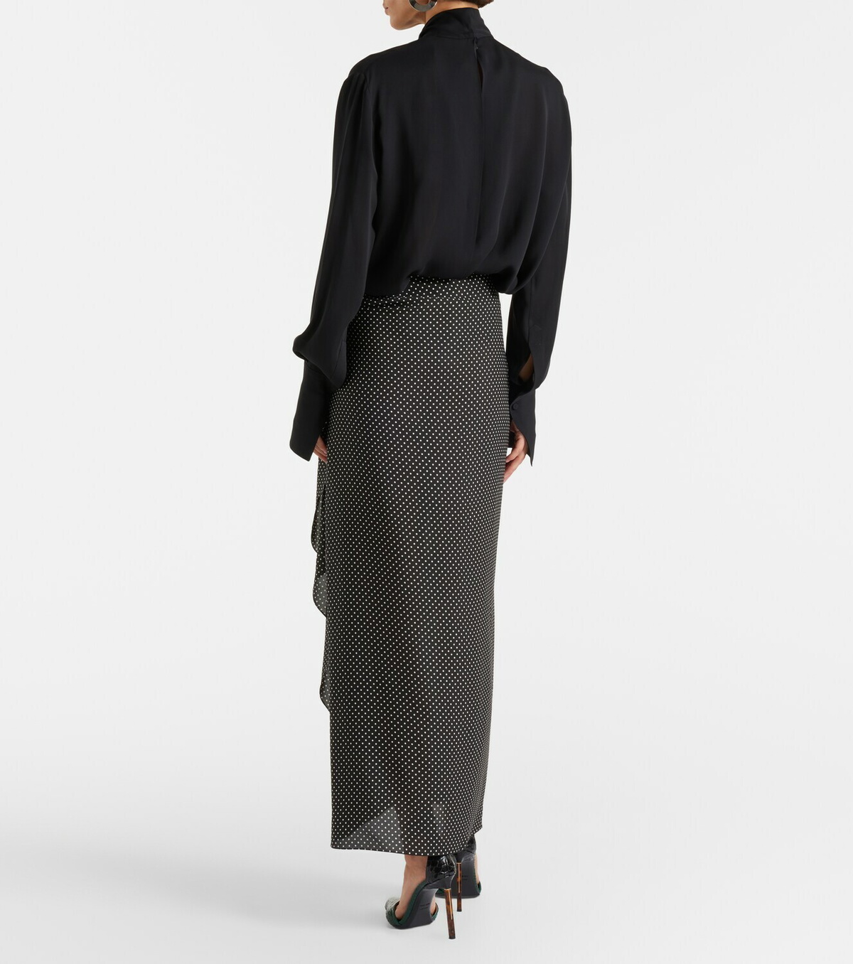 Tom Ford Polka-dot silk midi skirt