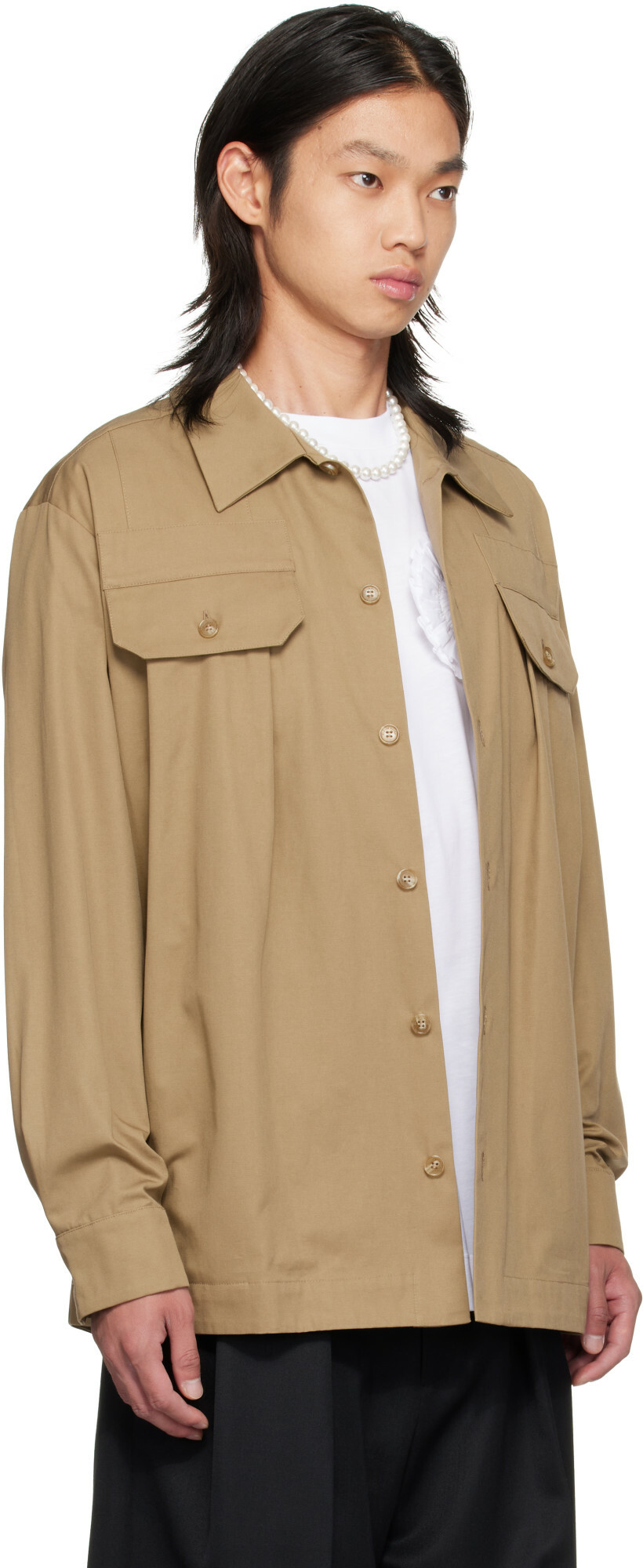 Simone Rocha Beige Military Overshirt