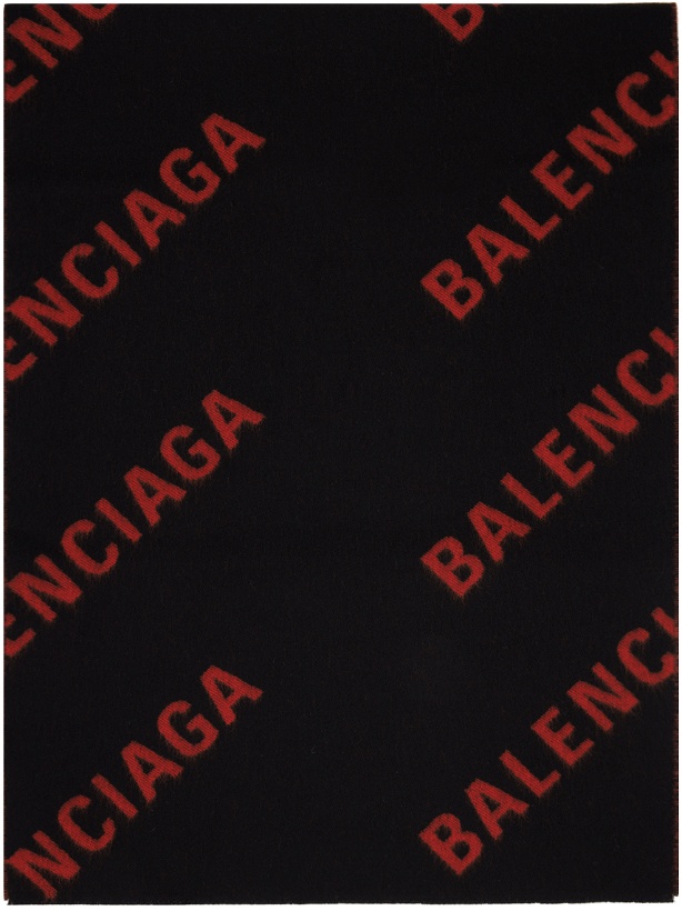 Photo: Balenciaga Black & Red Allover Macro Scarf