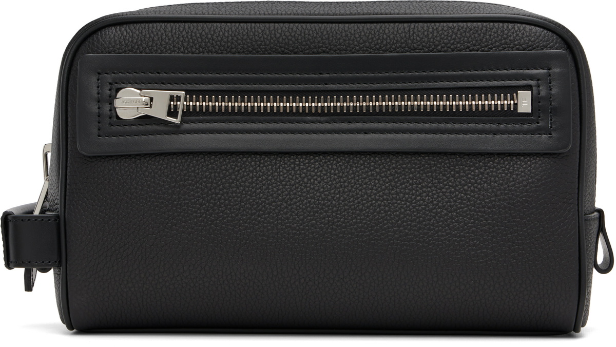 TOM FORD Black Grain Leather Toiletry Pouch