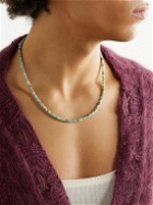 M. Cohen - Tucson Sterling Silver, Chrysoprase and Cord Necklace