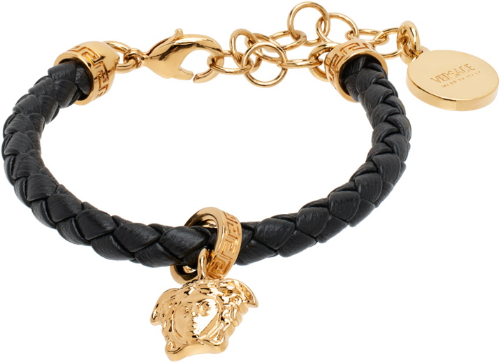 Photo: Versace Black Medusa Braided Leather Bracelet