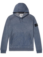 Stone Island - Logo-Appliquéd Mélange Loopback Cotton-Jersey Hoodie - Blue