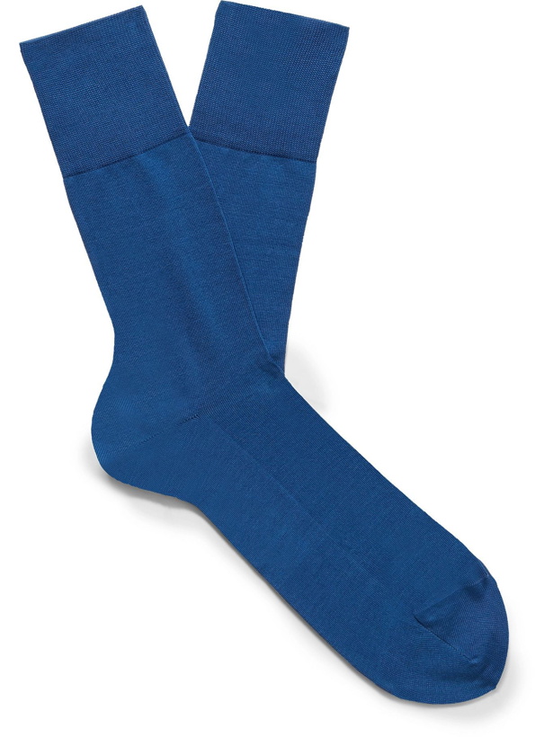 Photo: Falke - Tiago Fil d'Ecosse Cotton-Blend Socks - Blue