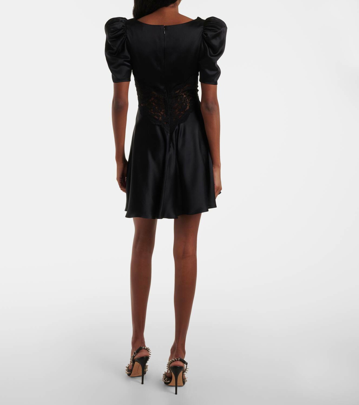 Rodarte Lace-trimmed silk charmeuse minidress